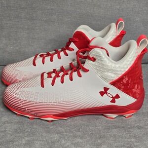 NEW Under Armour Hammer MC 2.0 Football Cleats Men's 12.5 White/Red 3027306-101